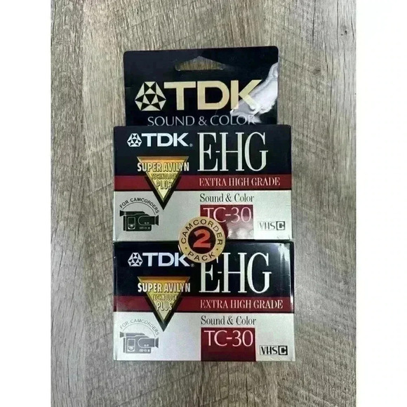 2 Pack - TDK E-HG TC-30 Extra High Grade VHS-C Camcorder Tapes New Sealed - Picture 1 of 2